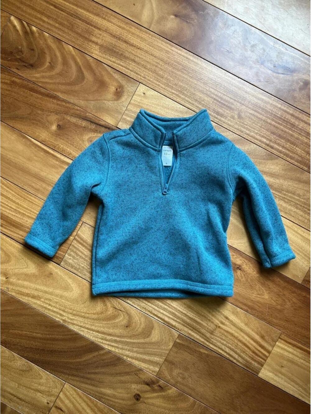 1/4 zip blue fleece sweater 12 mos
